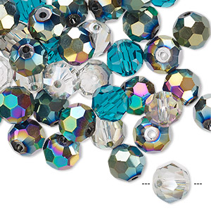 Bead mix, Celestial Crystal&reg;, ocean, 7.5-8mm faceted round. Sold per pkg of 40.