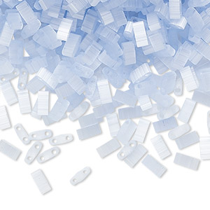 Bead, Miyuki, half TILA&reg;, glass, translucent silk luster blue, (HTL2562), 5x2.3mm rectangle with (2) 0.8mm holes, fits up to 3mm beads. Sold per 10-gram pkg.