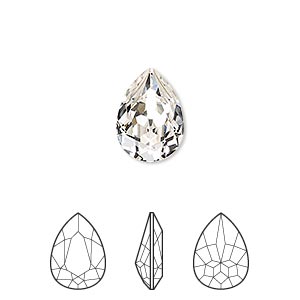 Embellishment, Crystal Passions&reg;, crystal clear, foil back, 14x10mm faceted pear fancy stone (4320). Sold individually.