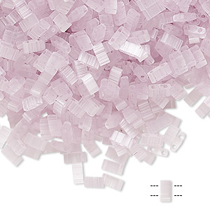 Bead, Miyuki, half TILA&reg;, glass, translucent silk luster light pink, (HTL2551), 5x2.3mm rectangle with (2) 0.8mm holes, fits up to 3mm beads. Sold per 250-gram pkg.