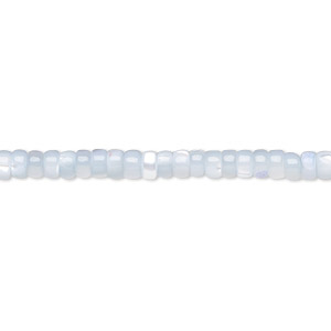 Bead, mother-of-pearl shell (dyed), blue, 3x2mm heishi, Mohs hardness 3-1/2. Sold per 15-1/2 to 16-inch strand.