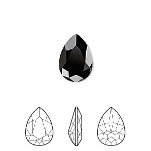 Embellishment, Crystal Passions&reg;, jet, 14x10mm faceted pear fancy stone (4320). Sold individually.