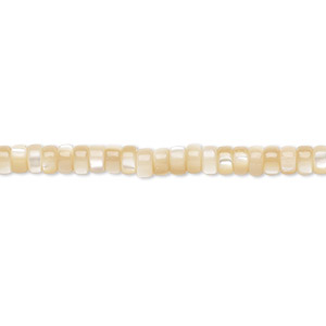 Bead, mother-of-pearl shell (natural), 3x2mm heishi, Mohs hardness 3-1/2. Sold per 15-1/2 to 16-inch strand.