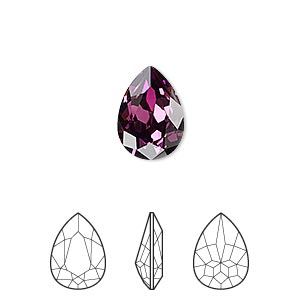 Embellishment, Crystal Passions&reg;, amethyst, foil back, 14x10mm faceted pear fancy stone (4320). Sold individually.