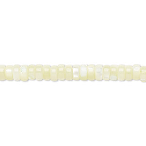 Bead, mother-of-pearl shell (dyed), light green, 5x2mm heishi, Mohs hardness 3-1/2. Sold per 15-1/2 to 16-inch strand.