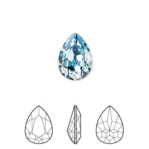 Embellishment, Crystal Passions&reg;, aquamarine, foil back, 14x10mm faceted pear fancy stone (4320). Sold individually.