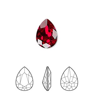 Embellishment, Crystal Passions&reg;, Siam, foil back, 14x10mm faceted pear fancy stone (4320). Sold individually.