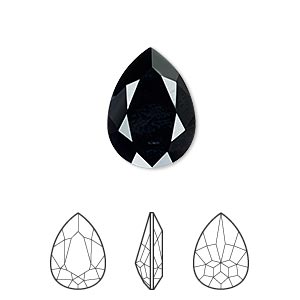 Embellishment, Crystal Passions&reg;, jet, 18x13mm faceted pear fancy stone (4320). Sold individually.