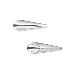 Cone, silver-plated brass, 21x7mm smooth, fits 6mm bead. Sold per pkg of 12.