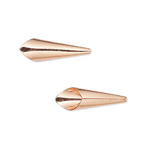 Cone, copper-plated brass, 21x7mm smooth, fits 6mm bead. Sold per pkg of 12.