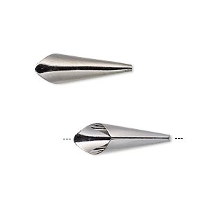 Cone, gunmetal-plated brass, 21x7mm smooth, fits 6mm bead. Sold per pkg of 12.
