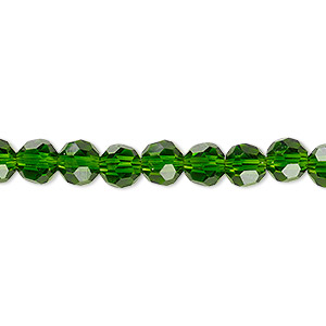 Bead, Celestial Crystal&reg;, 32-facet, transparent emerald green, 6mm faceted round. Sold per 15-1/2&quot; to 16&quot; strand, approximately 65 beads.
