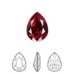 Embellishment, Crystal Passions&reg;, Siam, foil back, 18x13mm faceted pear fancy stone (4320). Sold individually.