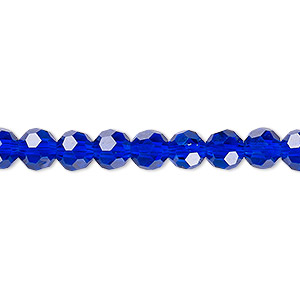 Bead, Celestial Crystal&reg;, 32-facet, translucent cobalt, 6mm faceted round. Sold per 15-1/2&quot; to 16&quot; strand, approximately 65 beads.