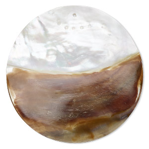 Focal, mother-of-pearl shell (natural), 2-tone, white / brown, 2-3/8mm round, Mohs hardness 3-1/2. Sold individually.