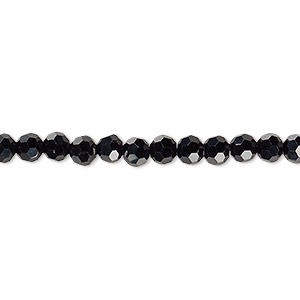 Bead, Celestial Crystal&reg;, 32-facet, opaque black, 4mm faceted round. Sold per 15-1/2&quot; to 16&quot; strand, approximately 100 beads.