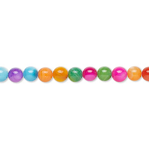 Bead, freshwater pearl shell (dyed), mixed colors, 4mm round, Mohs hardness 3-1/2. Sold per 15-1/2&quot; to 16&quot; strand.