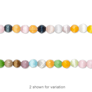 Bead mix, fiber optic glass, multicolored, 4mm faceted round. Sold per 15-1/2&quot; to 16&quot; strand.