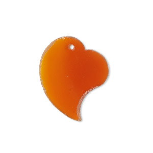 Drop, carnelian (dyed/heated), 25x19mm hand-cut flat heart drop, B grade, Mohs hardness 6-1/2 to 7. Sold individually.
