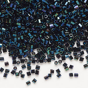 Seed bead, Miyuki, glass, opaque metallic iris dark blue, (HEX-452), #11 hex 2-cut. Sold per 7.5-gram pkg.