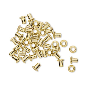 Eyelet, brass, 3.5mm with 3x2.4mm tube and 1.7mm inside diameter, fits 2.5-3.5mm hole. Sold per pkg of 50.