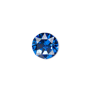 Chaton, Celestial Crystal&reg; rhinestone, blue, foil back, 12.97-13.22mm faceted round, SS55. Sold per pkg of 2.