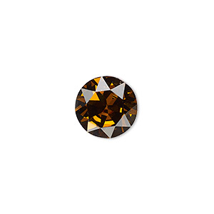 Chaton, Celestial Crystal&reg; rhinestone, topaz, foil back, 12.97-13.22mm faceted round, SS55. Sold per pkg of 2.