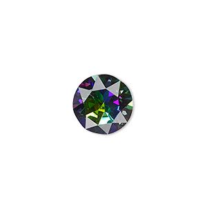 Chaton, Celestial Crystal&reg; rhinestone, crystal vitrail, foil back, 12.97-13.22mm faceted round, SS55. Sold per pkg of 2.