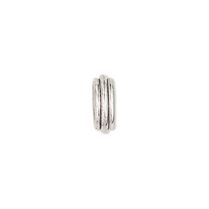Bead, antiqued sterling silver, 12x4mm fancy rondelle. Sold ...