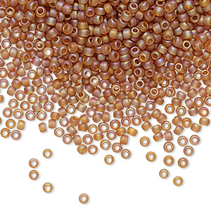 Seed bead, TOHO BEADS&reg;, glass, transparent frosted rainbow dark topaz, (TR-11-162CF), #11 round. Sold per 7.5-gram pkg.