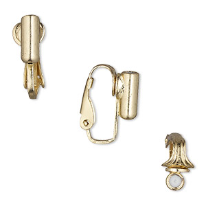 Earclip converter, Comfees&#153;, gold-finished steel, 18mm overall with 9.5mm barrel. Sold per pkg of 2 pairs.