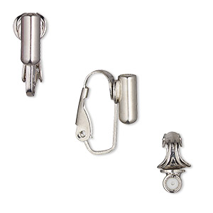 Earclip converter, Comfees&#153;, silver-plated steel, 18mm overall with 9.5mm barrel. Sold per pkg of 2 pairs.
