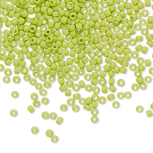 Seed bead, TOHO BEADS&reg;, glass, opaque frosted sour apple, (TR-11-44F), #11 round. Sold per 7.5-gram pkg.