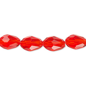 Bead, Celestial Crystal&reg;, 66-facet, transparent red, 11x7.5mm-12x8mm faceted teardrop. Sold per 15-1/2&quot; to 16&quot; strand.