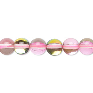 Mermaid Glass Beads - 8mm Round Pink AB Matte