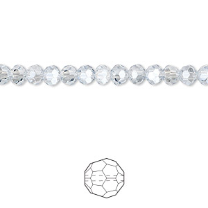 Bead, Celestial Crystal&reg;, translucent crystal silver night, 4mm faceted round. Sold per pkg of 144 (1 gross).