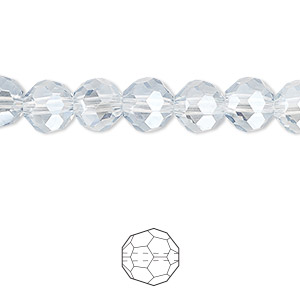 Bead, Celestial Crystal&reg;, translucent crystal silver night, 8mm faceted round. Sold per pkg of 72.