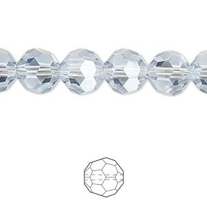 Bead, Celestial Crystal&reg;, translucent crystal silver night, 10mm faceted round. Sold per pkg of 48.