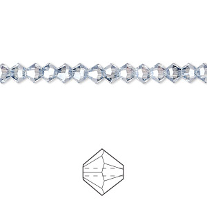 Bead, Celestial Crystal&reg;, translucent crystal silver night, 4mm faceted bicone. Sold per pkg of 144 (1 gross).