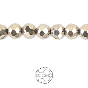 Bead, Celestial Crystal&reg;, opaque crystal aurum 2X, 8mm faceted round. Sold per pkg of 72.