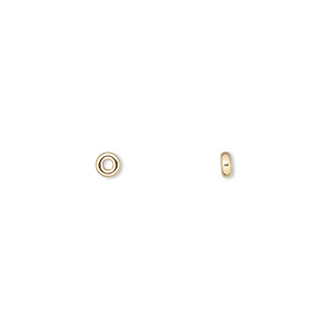 Bead, 14Kt gold, 3x1.5mm flat rondelle. Sold individually.