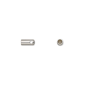 Cord end, glue-in, stainless steel, 7x3mm with 2mm inside diameter. Sold per pkg of 10.