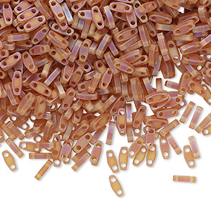 Bead, Miyuki, quarter TILA&reg;, glass, translucent matte rainbow dark topaz, (QTL134FR), 5x1.2mm rectangle with (2) 0.8mm holes, fits up to 3mm beads. Sold per 5-gram pkg.