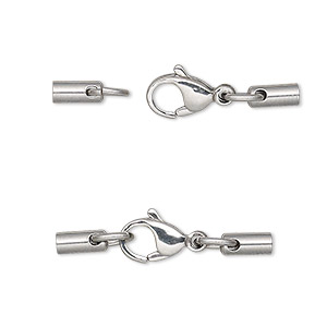 Clasp, lobster claw, stainless steel, 28x6mm with 7x3mm cord end and 2mm inside diameter. Sold individually.