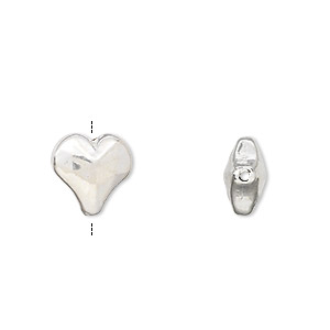 Bead, JBB Findings, sterling silver, electroformed, 12x11.5mm heart. Sold individually.