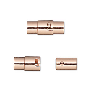 Clasp, magnetic, copper-plated brass, 18x7mm locking round tube with glue-in ends, 5mm inside diameter. Sold per pkg of 2.