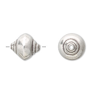 Bead, Hill Tribes, antiqued fine silver, 15x13mm puffed spindle. Sold individually.