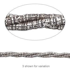 Bead, Hill Tribes, antiqued fine silver, 5x1mm round tube. Sold per 8-inch strand, approximately 45 beads.