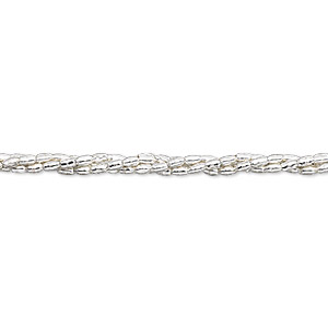 Bead, Hill Tribes, fine silver, 2x1mm oval. Sold per 8-inch strand.