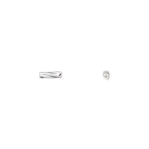 Bead, silver-plated brass, 6x1.5mm liquid twisted tube. Sold per pkg of 10.